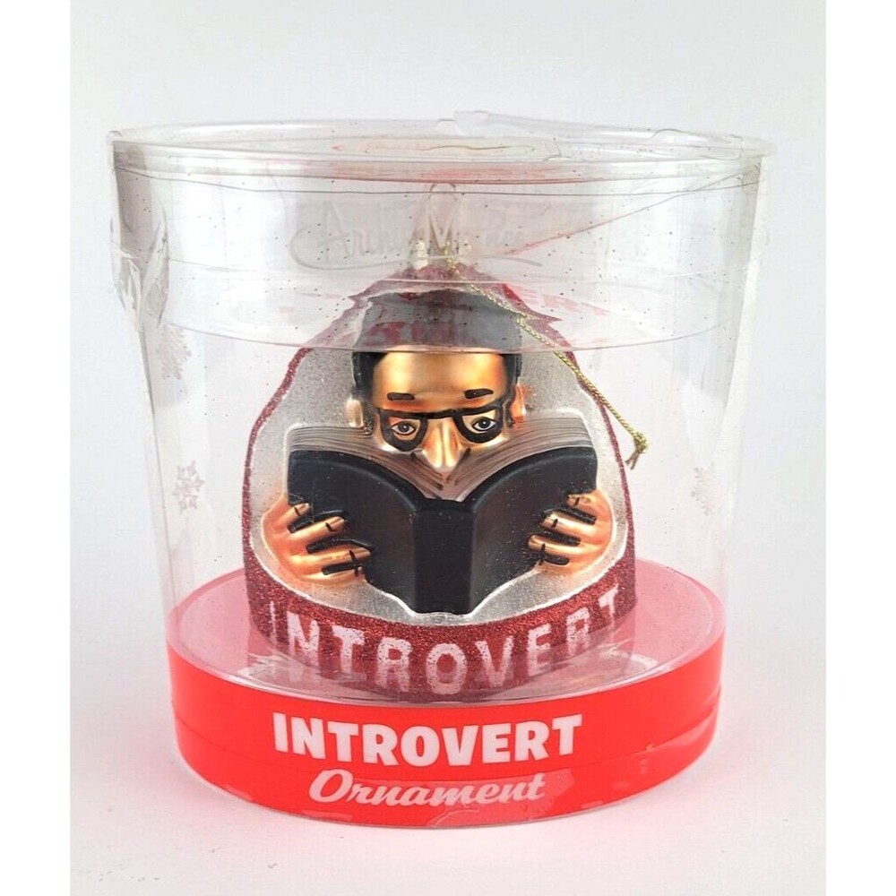 Funny Introvert and Book Lover Gift for Reader Christmas Glass Ornament